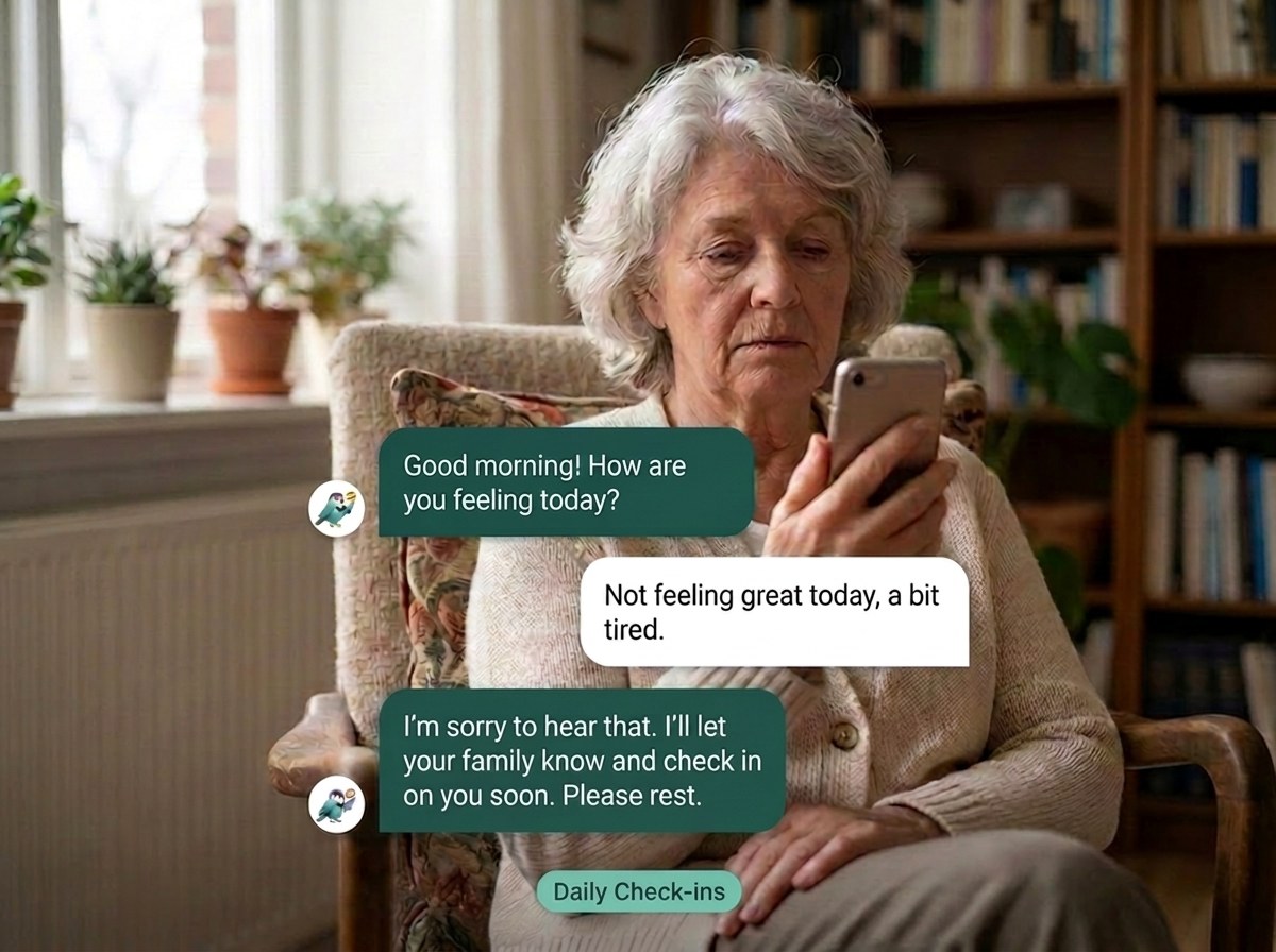 Vini checking in with a parent in the morning